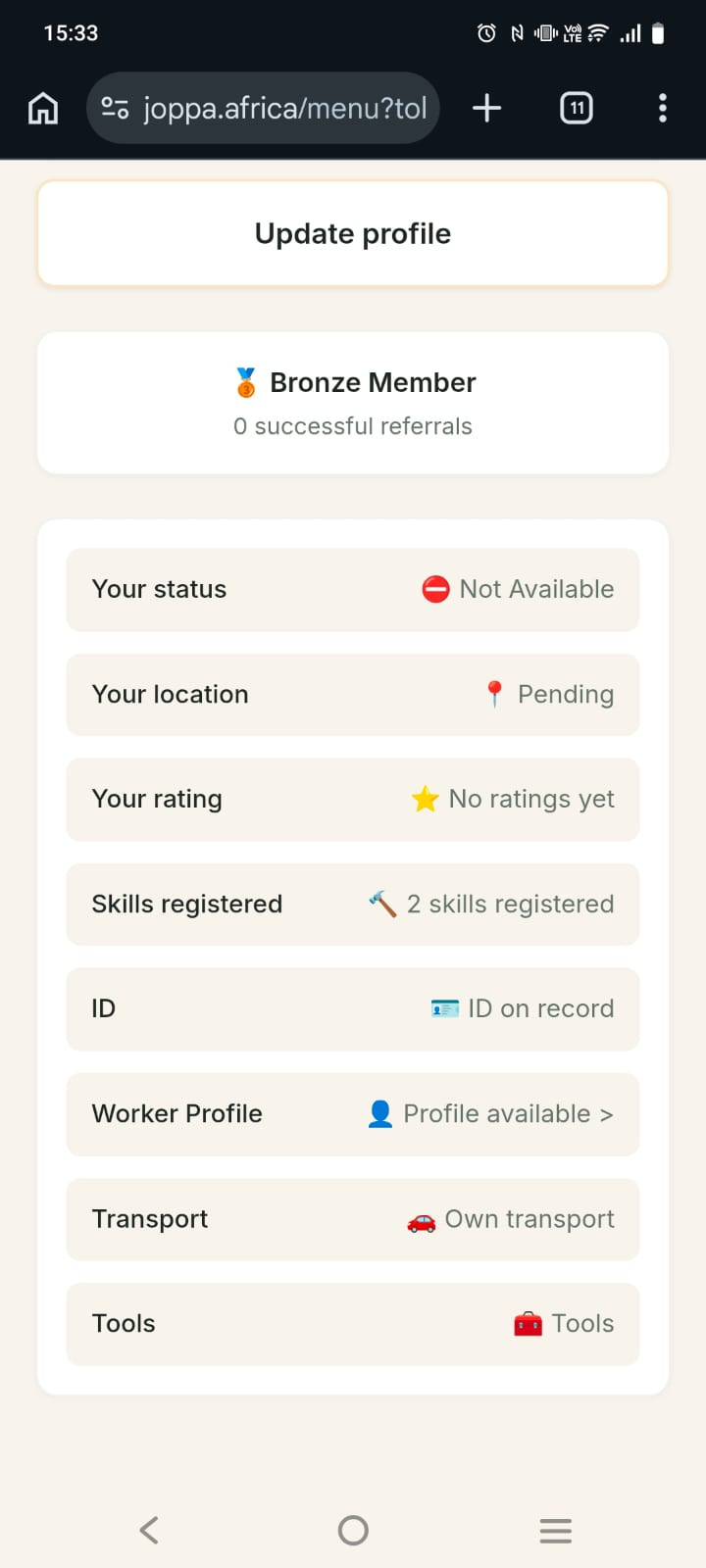 Joppa worker profile overview