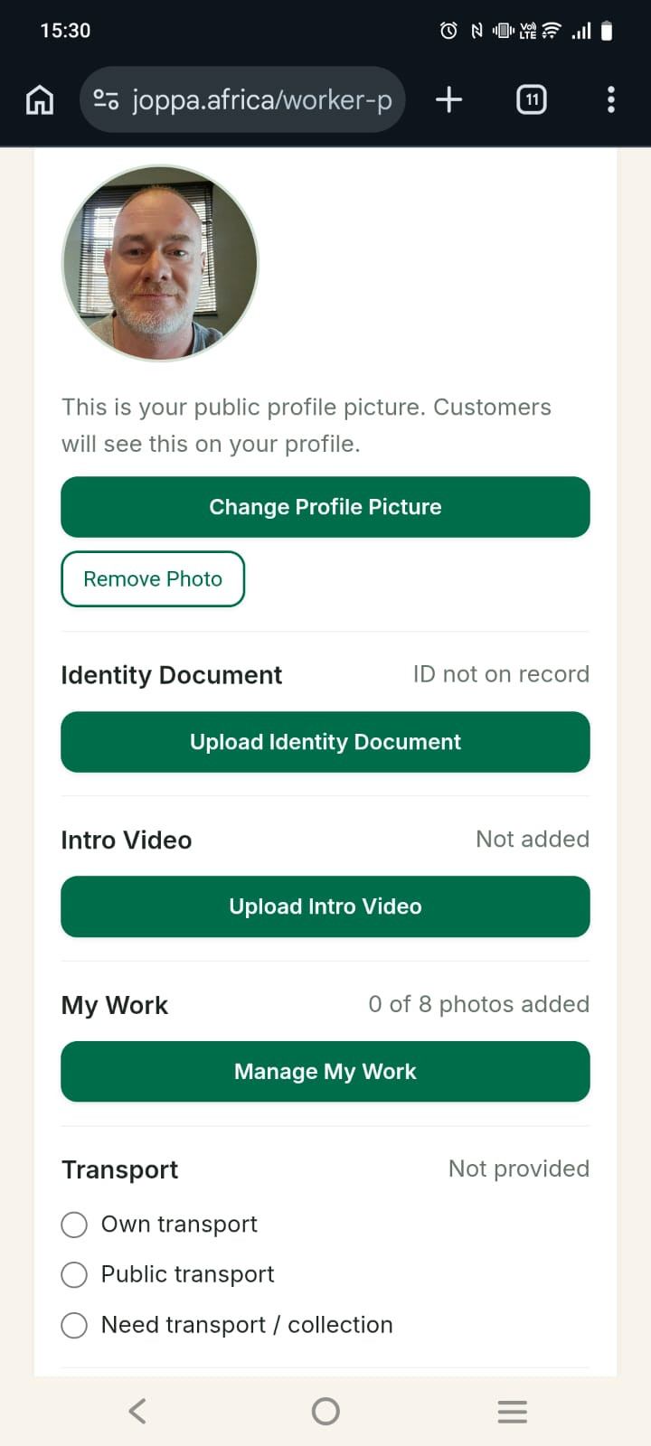 Joppa worker profile setup